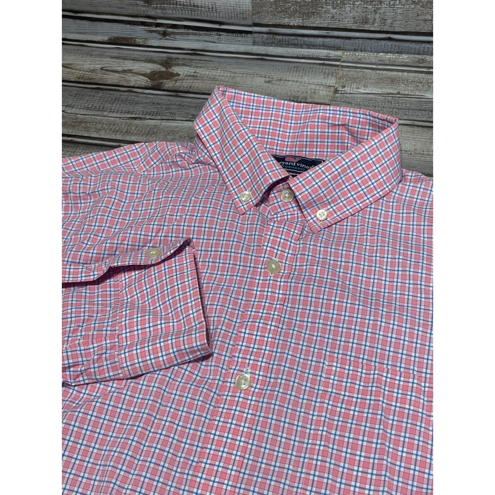Vineyard‎ Vines Performance Slim Fit Murray Pink Blue Plaid Button Down Medium